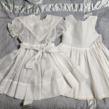 Винтажное детское платье с нижним платьем в комплекте для большой куклы