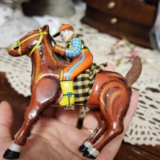 Старинная заводная игрушка ковбой, Япония