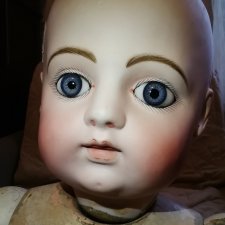 Антикварная ранняя огромная  французская кукла фабрики Gaultier Block лицо Bru