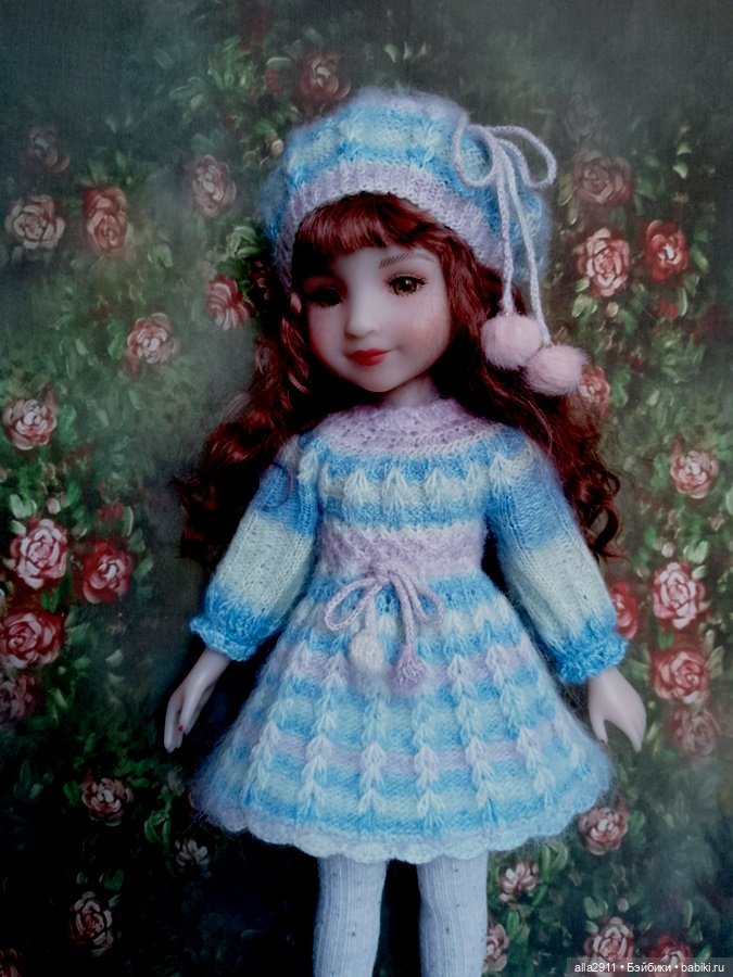 Платьице и беретик нежно голубого цвета для Руби Ред 37 см (фото 5)