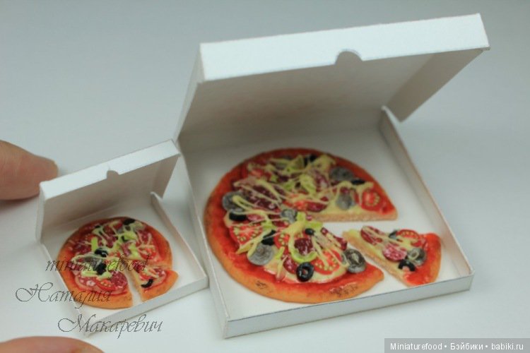Кулинарная миниатюра «Пицца для кукол в коробке». Масштабы на выбор 1/6 или 1/12