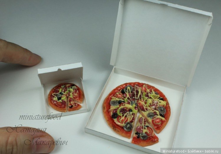 Кулинарная миниатюра «Пицца для кукол в коробке». Масштабы на выбор 1/6 или 1/12 (фото 3)