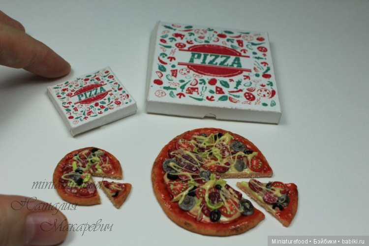 Кулинарная миниатюра «Пицца для кукол в коробке». Масштабы на выбор 1/6 или 1/12 (фото 4)