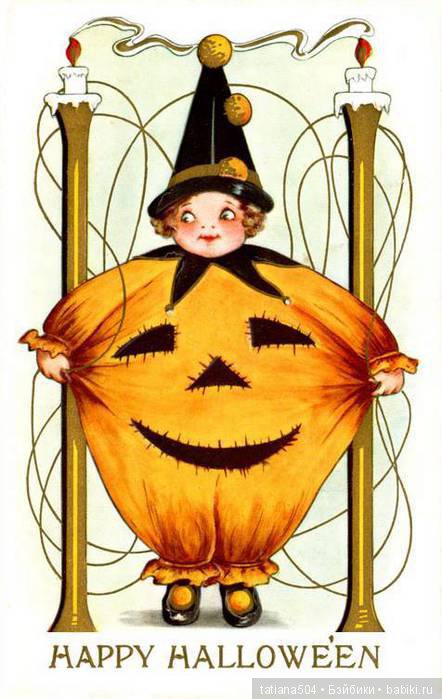 Хэллоуин "halloween" в винтажных открытках