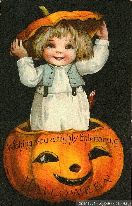 Хэллоуин "halloween" в винтажных открытках
