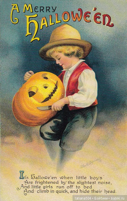 Хэллоуин "halloween" в винтажных открытках