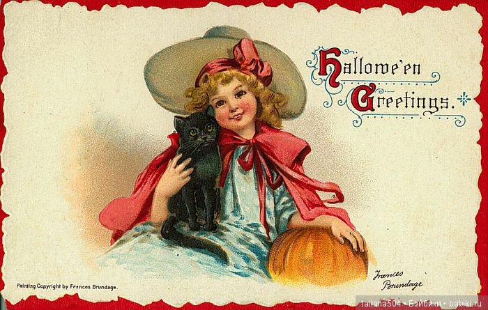 Хэллоуин "halloween" в винтажных открытках