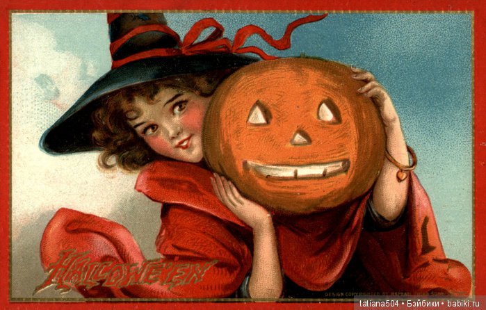 Хэллоуин "halloween" в винтажных открытках (фото 3)