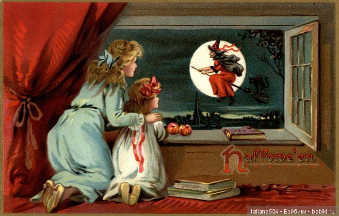 Хэллоуин "halloween" в винтажных открытках