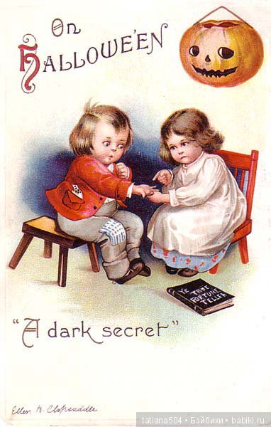 Хэллоуин "halloween" в винтажных открытках