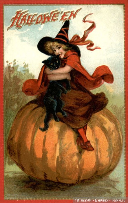 Хэллоуин "halloween" в винтажных открытках