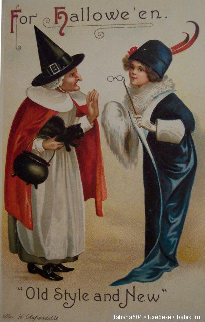 Хэллоуин "halloween" в винтажных открытках