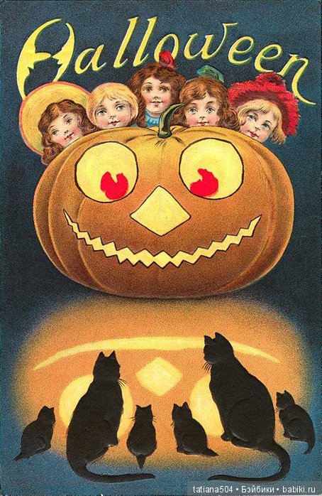 Хэллоуин "halloween" в винтажных открытках (фото 5)