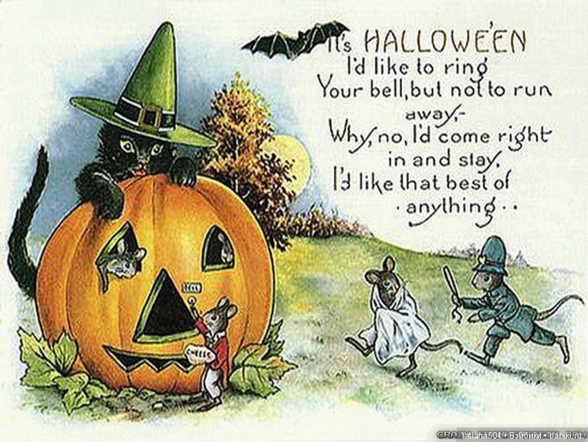Хэллоуин "halloween" в винтажных открытках