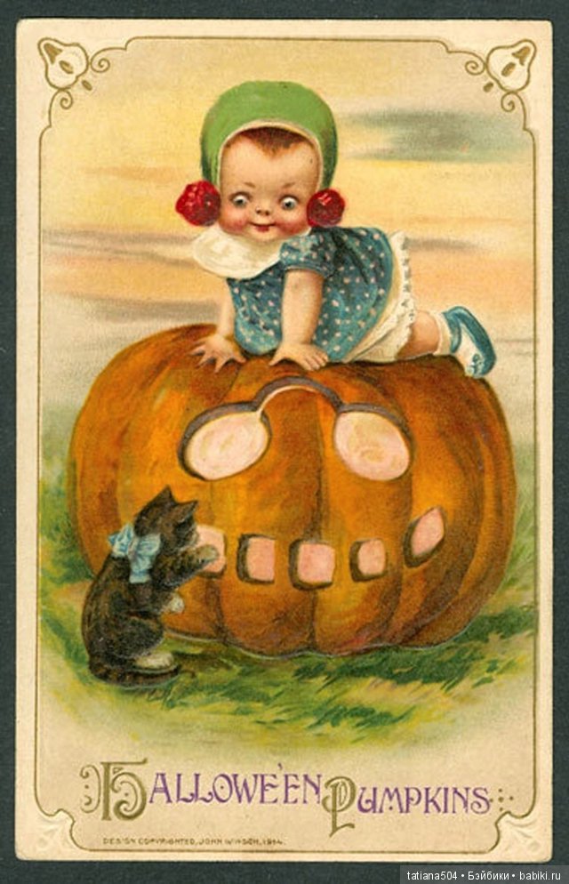Хэллоуин "halloween" в винтажных открытках