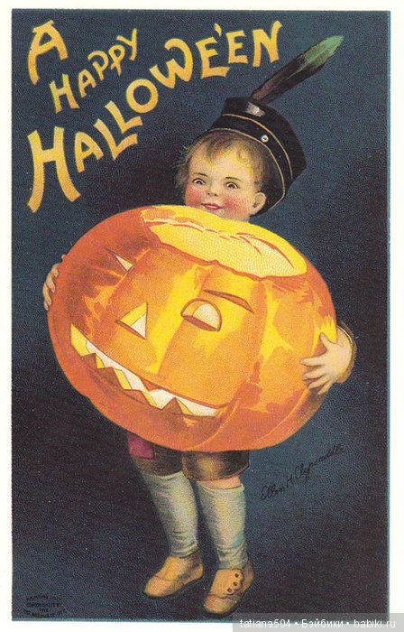 Хэллоуин "halloween" в винтажных открытках