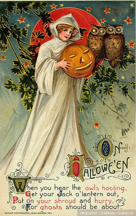 Хэллоуин "halloween" в винтажных открытках (фото 10)