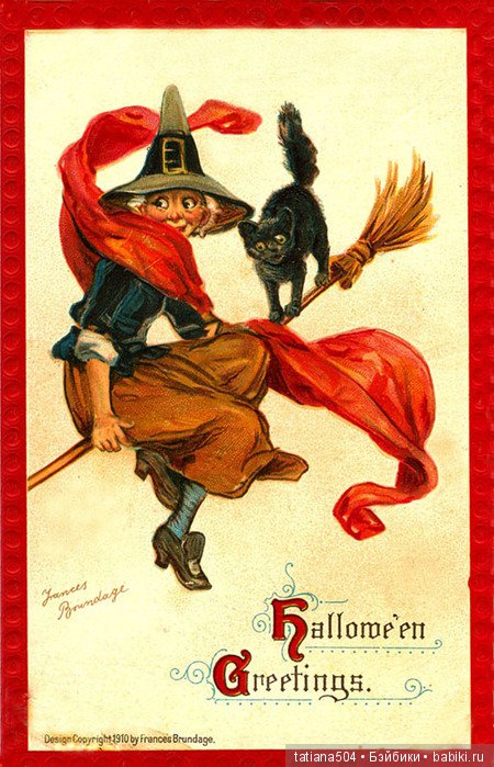 Хэллоуин "halloween" в винтажных открытках
