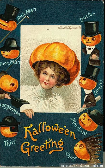 Хэллоуин "halloween" в винтажных открытках (фото 7)