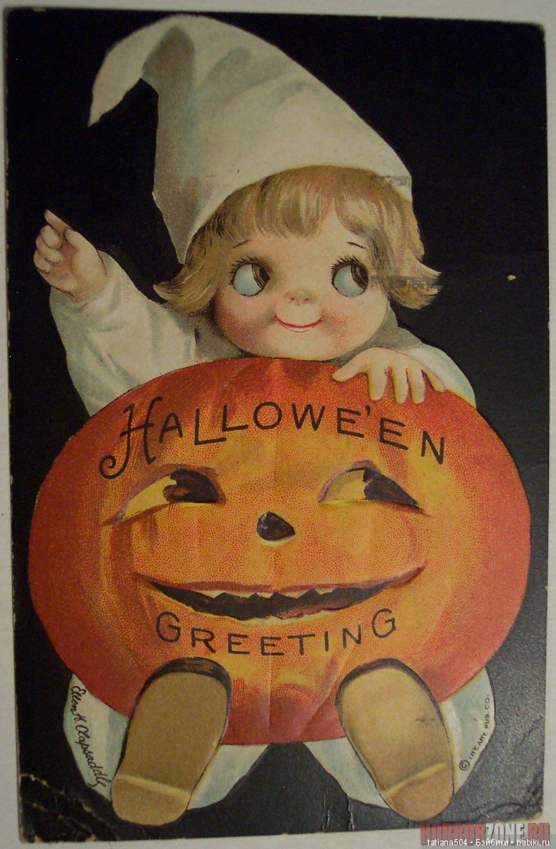 Хэллоуин "halloween" в винтажных открытках