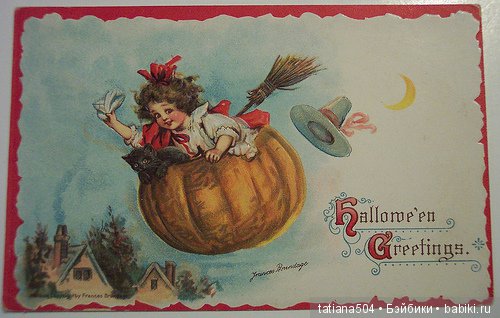 Хэллоуин "halloween" в винтажных открытках