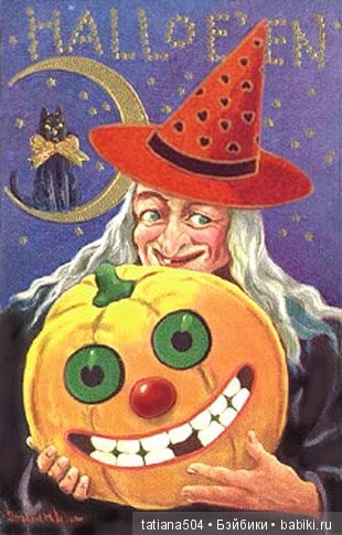 Хэллоуин "halloween" в винтажных открытках