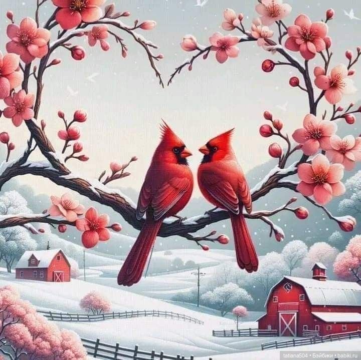 Рождество, красный Кардинал и малышка Петси