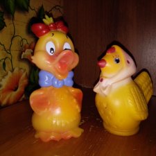 Игрушки СССР Резина. Утка, курица.