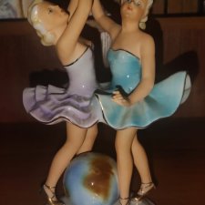 Статуэтка Германия Девушки. Балерины. Глобус . Wallendorf Fasold & Stauch Фасольд и Штаух