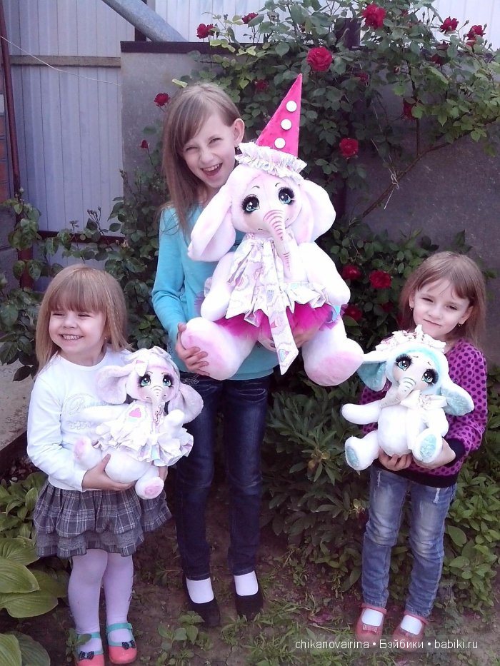 Розовое счастье! Слоны, игрушки ручной работы. Они такие большие и добрые