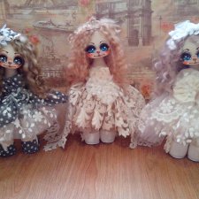 Авторские куколки их ткани Кошки Чикановой Ирины