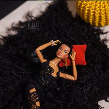 Январь 2016. Комплект для кукольной мебели в оранжево-черно-желтых тонах