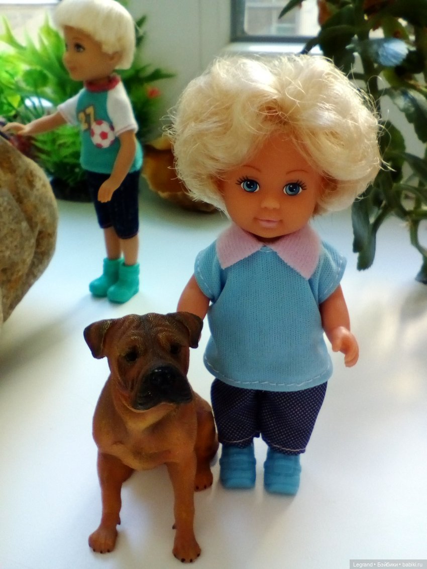 "Мелкие" мальчики: прогулка с собачками