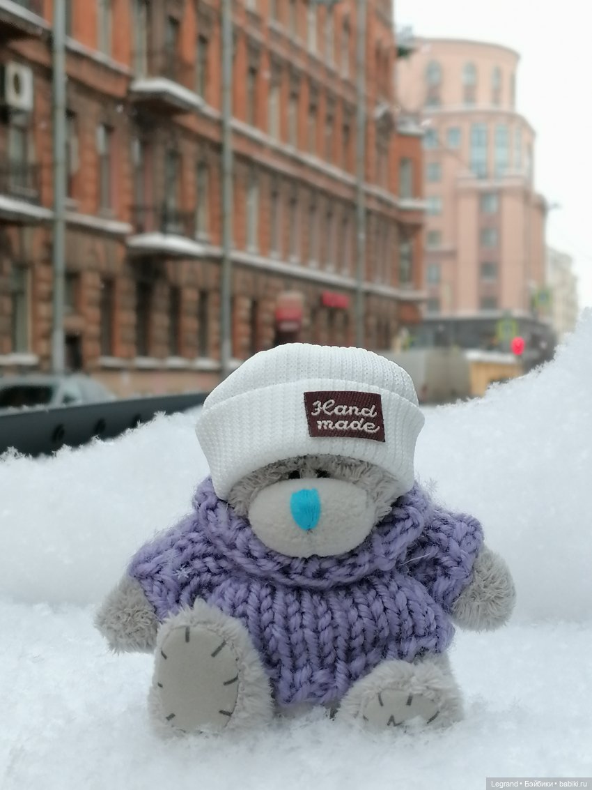 Зимний Санкт-Петербург: медвежонок Барыш на прогулке (фото 9)