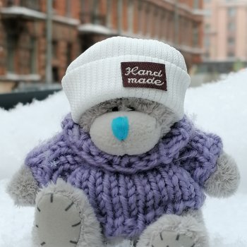 Зимний Санкт-Петербург: медвежонок Барыш на прогулке