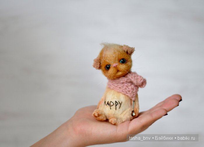 Котенок "Я - ваше счастье". Авторская игрушка ручной работы Бутенко Натальи (фото 3)