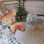 Овечка и бычок, игрушки из плотной резины