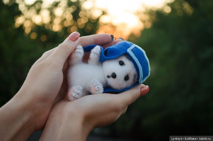 Мини медвежонок из шерсти, по мотивам м/ф Умка (фото 5)