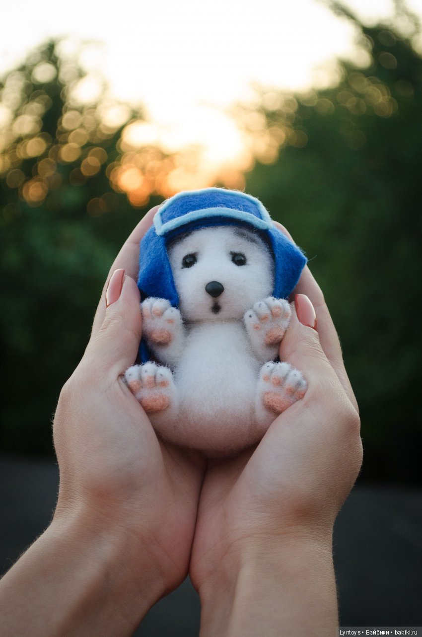 Мини медвежонок из шерсти, по мотивам м/ф Умка (фото 4)