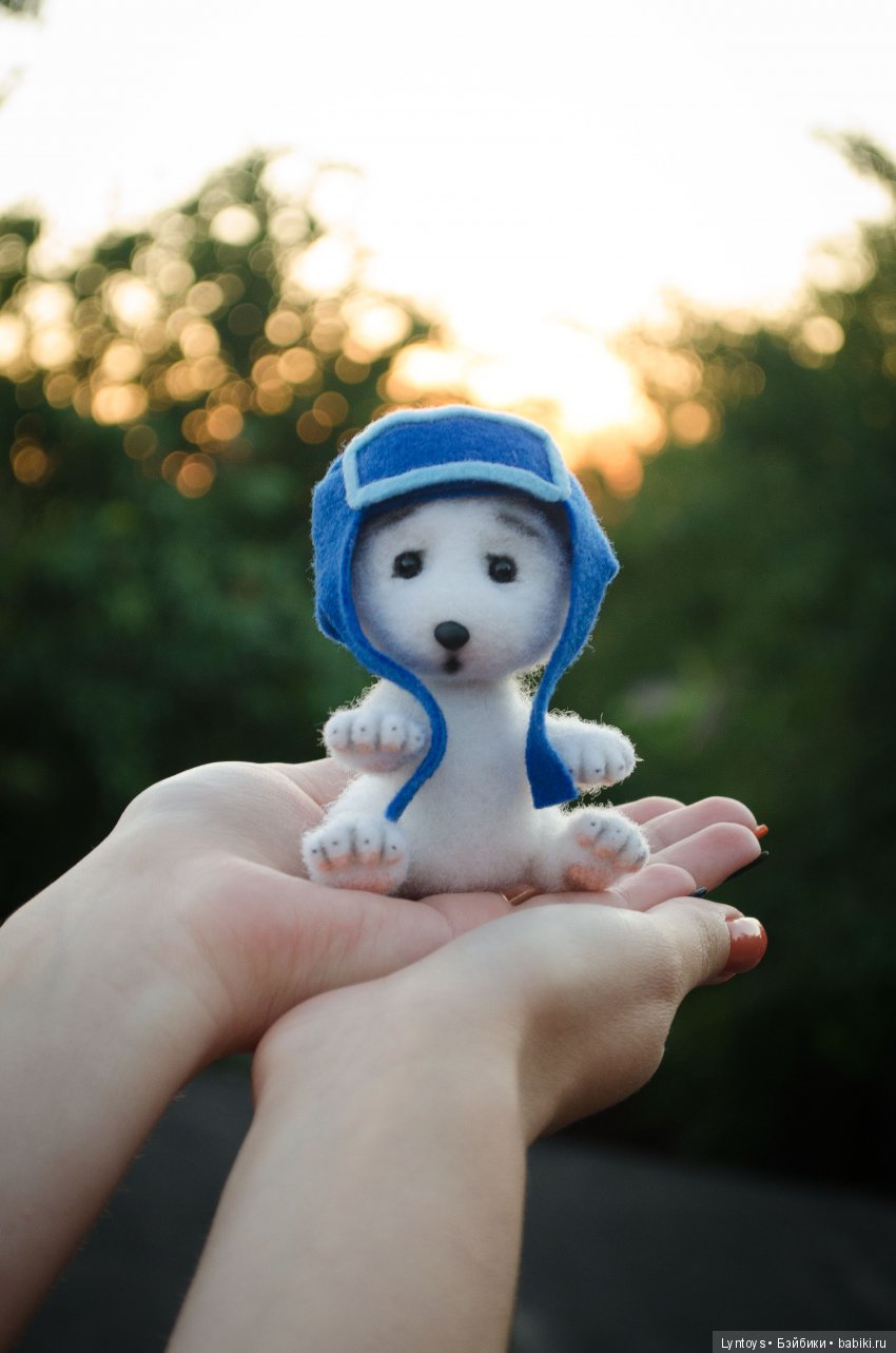 Мини медвежонок из шерсти, по мотивам м/ф Умка (фото 2)