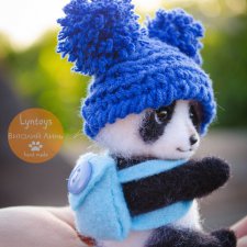 Миниатюрная пандочка по имени Мика и ее друзья, авторская игрушка из шерсти