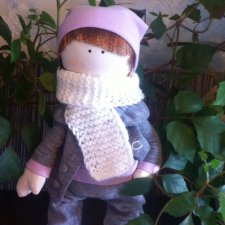 Интерьерная текстильная кукла ручной работы большеножка Сережа