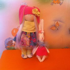 Интерьерная авторская текстильная кукла Зайка