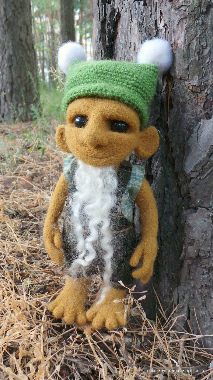 Кукла из шерсти - Гном живет в старинном парке (фото 8)