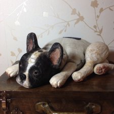 Знакомьтесь - Булька, игрушка из дерева, французский бульдог