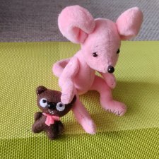 Мягкая игрушка ручной работы - Мышка с мишкой