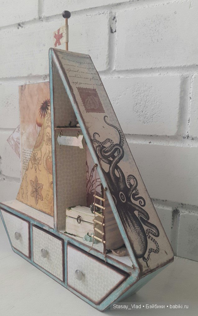 Мамины сокровища 3в1 "Кораблик" Альбом для фото, шкатулка, shadowbox (фото 7)