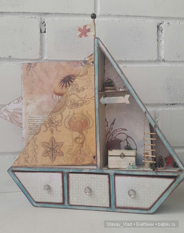 Мамины сокровища 3в1 "Кораблик" Альбом для фото, шкатулка, shadowbox (фото 6)