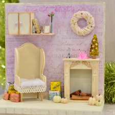 Румбокс-фотофон для кукол - Зима в стиле Shabby Chic