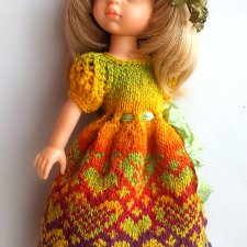 Платье  с  цветным  жаккардом  " Сердечки "  для  паолочек